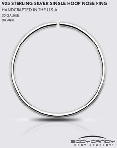 Single Hoop Nose 925 Sterling Silver Nose Hoop Ring