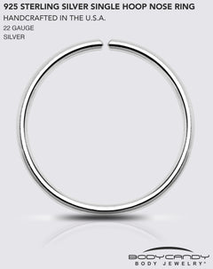 Single Hoop Nose 925 Sterling Silver Nose Hoop Ring