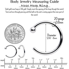 20G 5/16 Solid 14K White Gold Nose Hoop