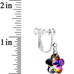 Handcrafted Crystal Vitrail Flower Clip On Earrings