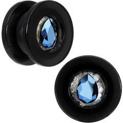 Slate Blue Gem Acrylic Plug Set Created with Crystals 14mm to 20mm