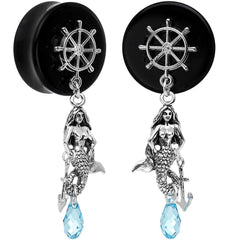Aqua Nautical Mermaid Plug Set Created with Crystal 00G to 1 Inch