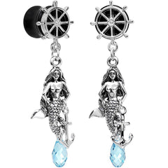 Aqua Nautical Mermaid Plug Set Created with Crystal 00G to 1 Inch