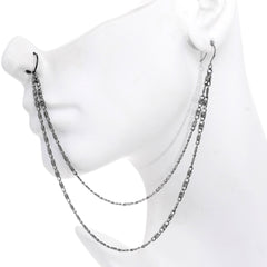 Handcrafted Black Anodized Double Sweep Ear to Nose Chain