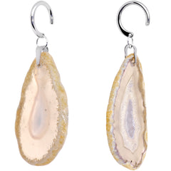 Handcrafted Steel Sandswept Desert Gap Natural Tan Agate Ear Weights