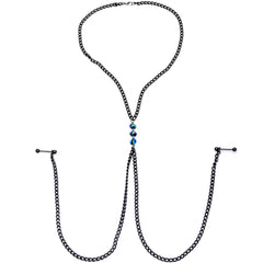 Gothic Black Necklace to Nipple Chain Created with Crystals