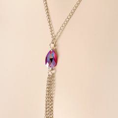 Rue Red Gem Necklace to Nipple Chain Created with Crystals