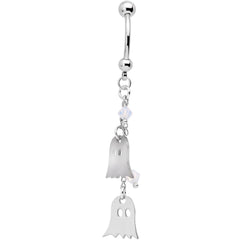 Handcrafted Ghost Dangle Belly Ring Created with Crystals