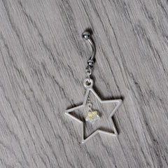Handmade Starlight Dangle Belly Ring Created with Crystals