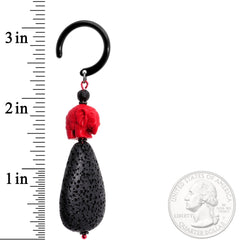 Handcrafted Black IP Black Lava Stone Red Elephant Ear Weights