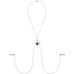 Blue Dangle Necklace Nipple Chain Created with Crystals