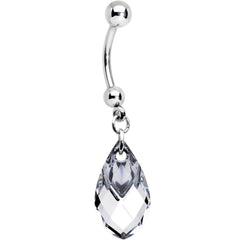 Clear Drop Reversible Belly Ring Created with Crystals