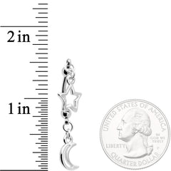 Handcrafted Hollow Moon Star Double Mount Reversible Belly Ring