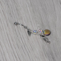 Handmade Ocean Joy Dangle Belly Ring Created with Crystals
