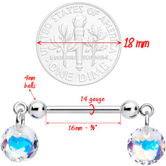 Handmade Aurora Disc Nipple Ring Set Created with Crystals