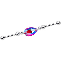 Pink Drop Double Industrial Barbell Created with Crystals