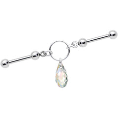 Drop Dangle Double Industrial Barbell Created with Crystals