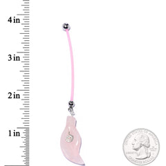 Handcrafted Natural Rose Flower Quartz Leaf Dangle Pregnancy Belly Ring