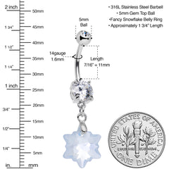 Limited Edition Snowflake Belly Ring Created with Crystals