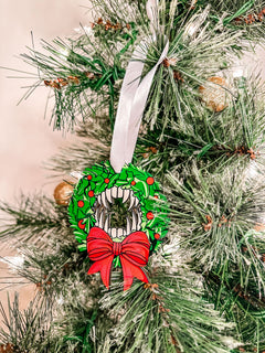 Wood Holiday Vampire Wreath Christmas Ornament
