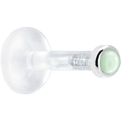 Solid 14K White Gold 2mm Genuine Aventurine Quartz Bioplast Push in Monroe