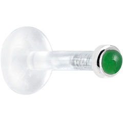 Solid 14K White Gold 2mm Genuine Jade Bioplast Push in Monroe