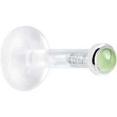 Solid 14K White Gold 2mm Genuine Peridot Bioplast Push in Monroe
