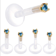 Solid 14K Yellow Gold 1.5mm Genuine Blue Diamond Bioplast Push in Monroe
