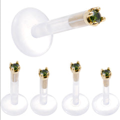 Solid 14K Yellow Gold 1.5mm Genuine Green Diamond Bioplast Push in Monroe
