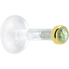 Solid 14K Yellow Gold 2mm Genuine Labradorite Bioplast Push in Monroe