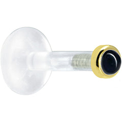 Solid 14K Yellow Gold 2mm Genuine Onyx Bioplast Push in Monroe