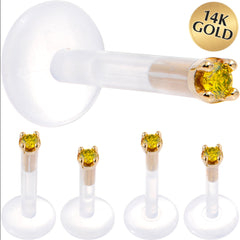 Solid 14K Yellow Gold 1.5mm Genuine Yellow Diamond Bioplast Push in Monroe