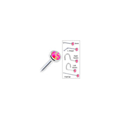 Solid 14K White Gold 2mm Brilliant Pink Synthetic Opal Nose Ring