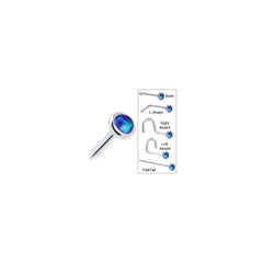 Solid 14K White Gold 2mm Dark Blue Synthetic Opal Nose Ring