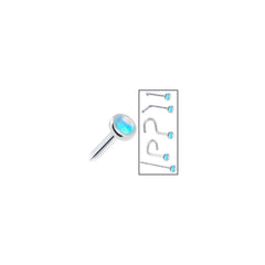 Solid 14K White Gold 2mm Light Blue Synthetic Opal Nose Ring