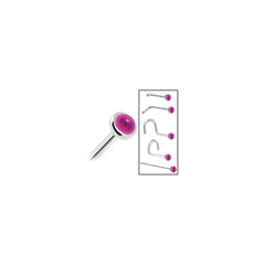 Solid 14K White Gold 2mm Genuine Pink Garnet Nose Ring