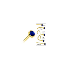 Solid 14K Yellow Gold 2mm Genuine Sapphire Nose Ring