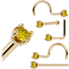 Solid 14K Yellow Gold 1.5mm Genuine Yellow Diamond Nose Ring