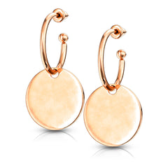 Circular Dangle Stainless Steel Stud Hoop Earrings