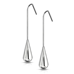 Elongated Teardrop Dangle Stainless Steel Hook Earrings