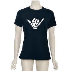 Glow in the Dark Shaka Skelelton Hand Tee Shirt