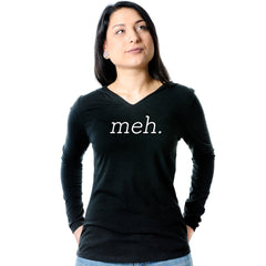 Meh. Black Tapered Long Sleeve Hoodie