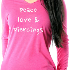 Peace Love & Piercings Black Tapered Long Sleeve Hoodie