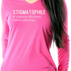 Stigmatophile n. a person who loves tattoos; piercings. Black Tapered Long Sleeve Hoodie