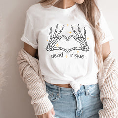 Dead Inside Heart Skeleton Hands Tee Shirt