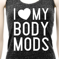 I Love My Body Mods Black Gray Cosmic Twist Back Tank Top