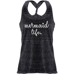 Mermaid Life Black Gray Cosmic Twist Back Tank Top