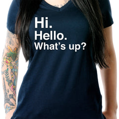 Hi. Hello. What's up? Tapered V-Neck Tee Shirt