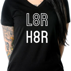 L8R H8R Black V-Neck Tee Shirt