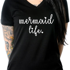 Mermaid Life Tapered V-Neck Tee Shirt